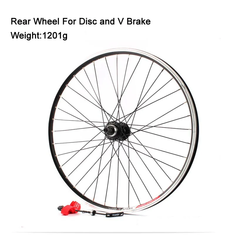 Cheap Mtb 26er Rear Wheel Disc and V Brake 32Holes Mountain Bicycle Wheel Bead Ball Hub For Screwed Freewheel Bike Back Wheel Threaded 2