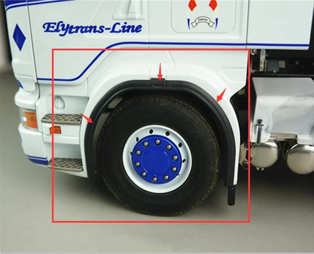 

A pair abs materials scania truck front wheel brow for tamiya 1/14th scale actros R620 56323 R470 R730 tractor trailer truck