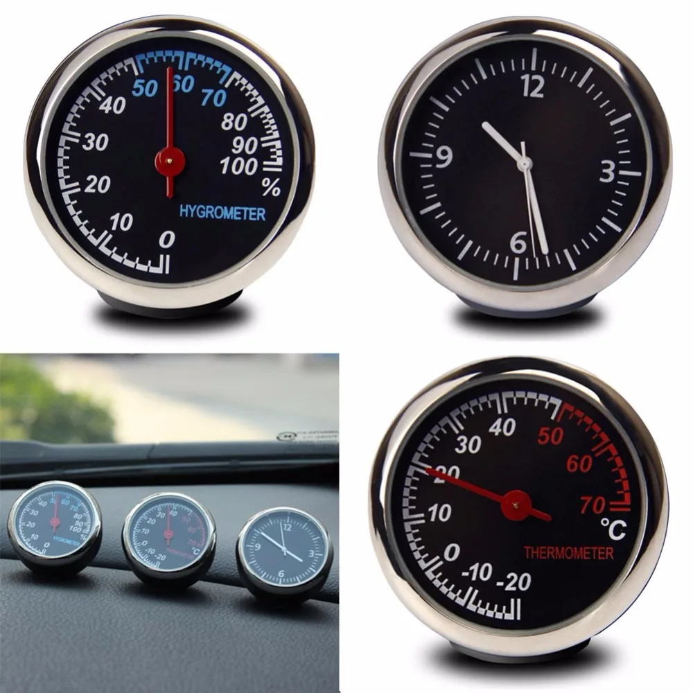 Hasil gambar untuk PAKET DEKORASI INDOR MOBIL DASBOR Hygrometer Quartz Clock Thermometer 3PCS