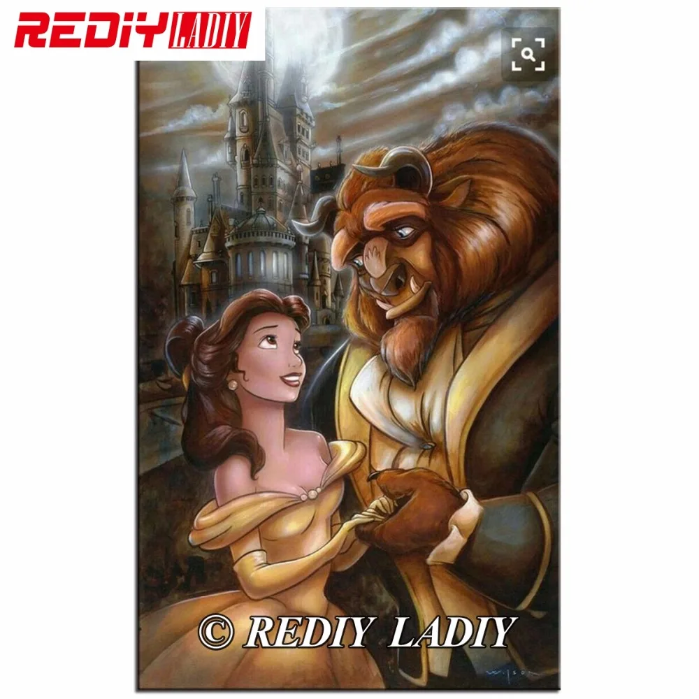 

REDIY LADIY 5D Diamond Mosaic Full Diamond Painting Cross Stitch Beauty Beast Diamonds Embroidery Square Drill Home Decor Gifts