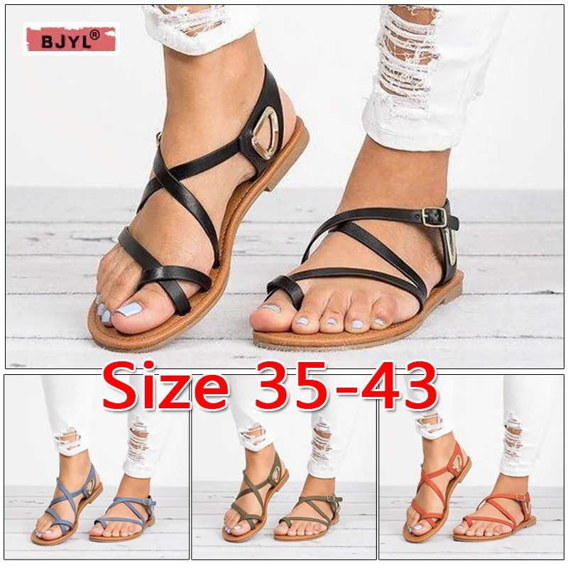 

BJYL platform sandals wedges shoes for women 2019 summer new women's sandals with large toe strap sandals for women Cross-Strap