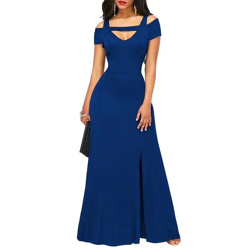 SEBOWEL 2017 Autumn Cold Shoulder Vintage Maxi Dress Women Elegant Floor Long Party Dress High Split Flare Dresses (11)