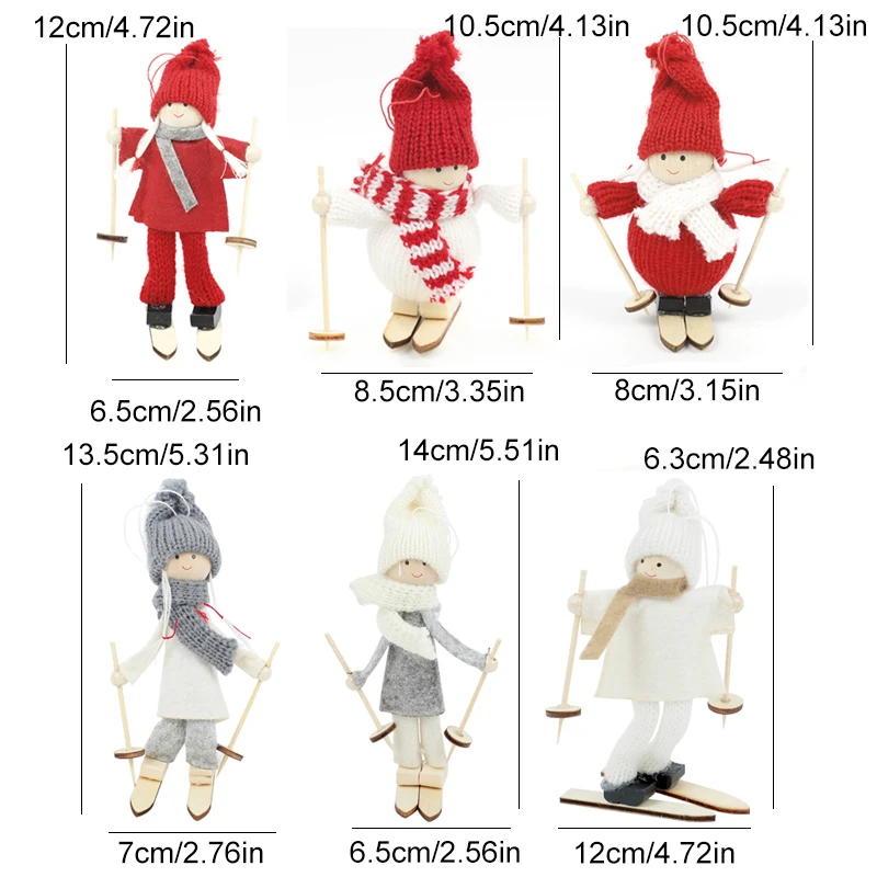 2 шт. милые лыжные куклы, рождественские украшения, подвесные елочные украшения для дома, рождественские украшения, год, сделай сам, подарки