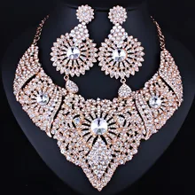 FARLENA, ювелирное изделие, полностью прозрачные стразы, ожерелье и серьги для женщин, индийские свадебные ювелирные наборы