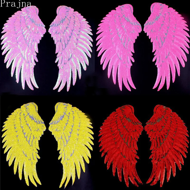 

Prajna Iron On Patches For Clothing Wings Sequin Patches Flying Angel Wings Embroidered Patches Stripe On Clothes Stickers DIY
