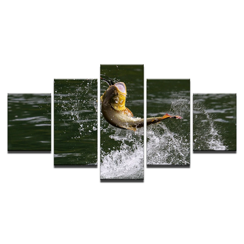 Canvas-Pictures-Modern-HD-Prints-Posters-Home-Decor-Room-5-Pieces-Fish-That-Leapt-Out-Of (2)