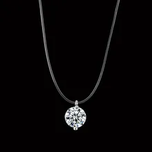 Linha De Pesca transparente Mulheres Colar Chocker Prata Cadeia de Cristal Strass Colar Gargantilha Coração Invisível Na Linha Do Pescoço