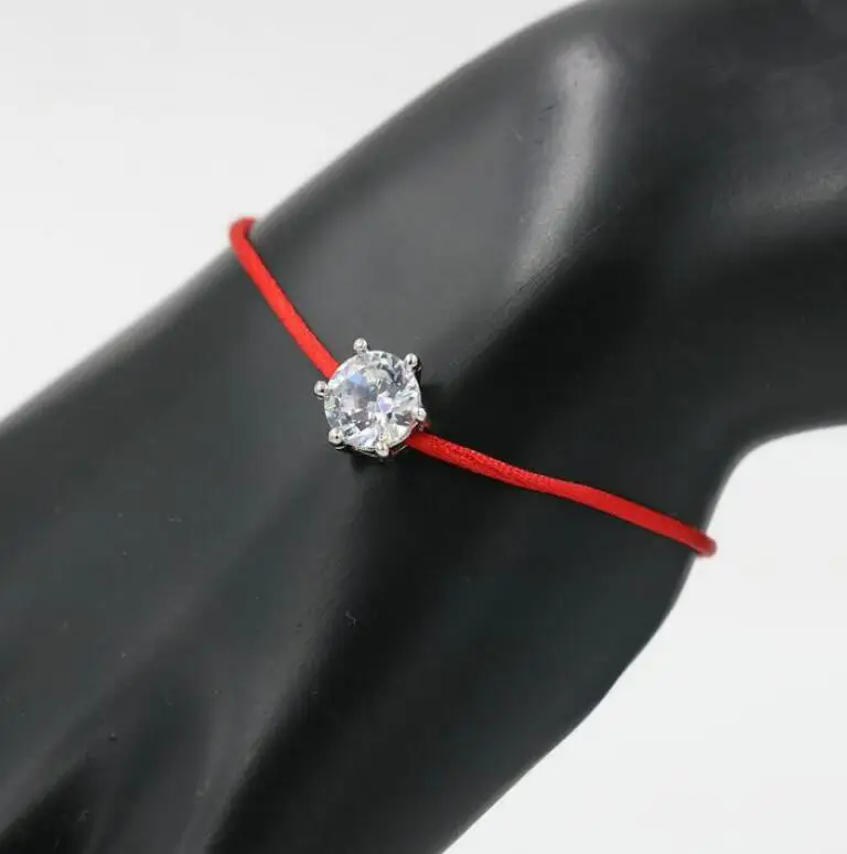 2pcs/set Women Silver Color Rhinestones Crystals Zircon Lucky Braided Bracelet Thin Red Rope Thread String Bracelets bracelet jewelry