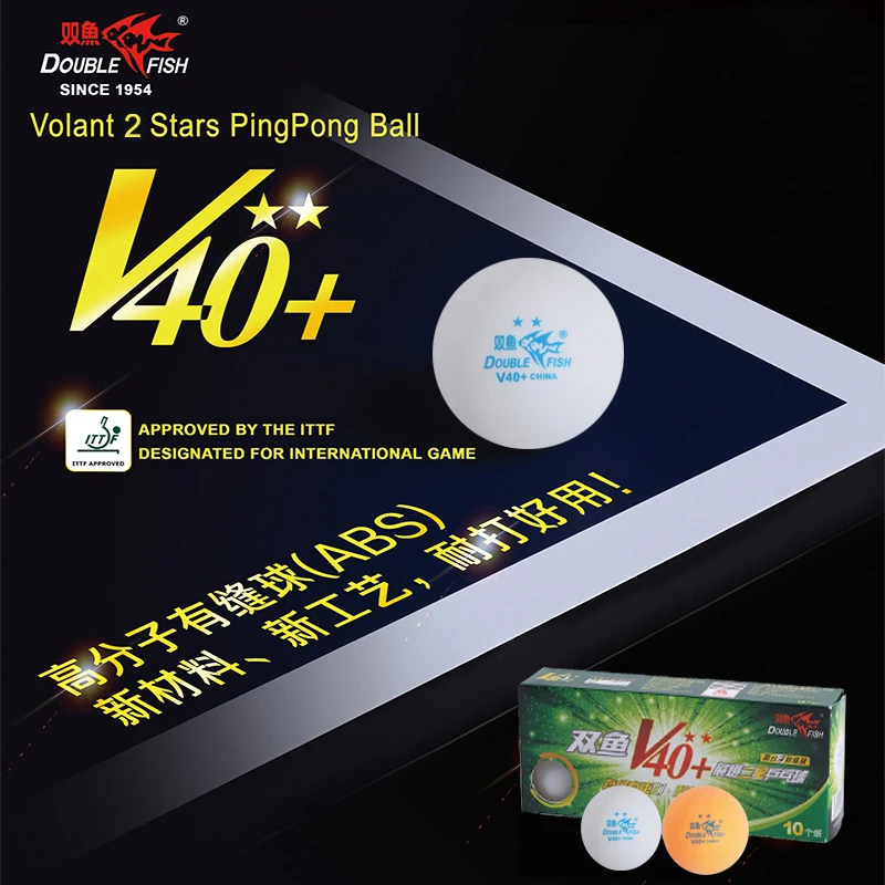 30 كرات/3 حزم مزدوجة الأسماك الرشيق V40 + 2 نجوم تنس طاولة كرات ABS بوليمر كرة بينغ بونغ ناشئين الموافقة التدريب الكرة