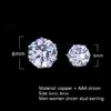 6mm/8mm AAA Zircon CZ Round Stud Earrings Hip hop Jewelry Men Copper Material Iced Bling Push-back 2