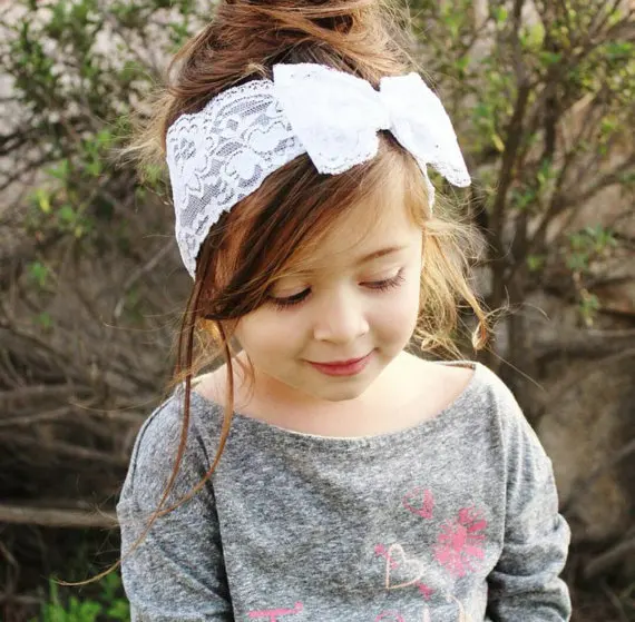 

7 colors baby Headbands infant hair accessories bowknot lace headwear birthday gift anniversary present scrunchie girls kids