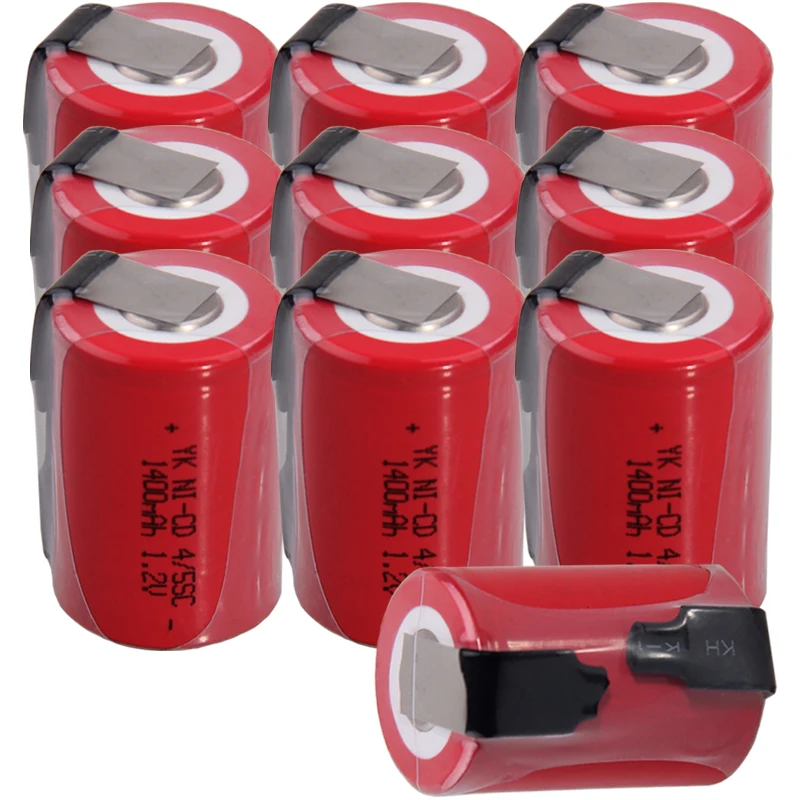 

Real capacity 10 pcs 4/5SC battery 1.2v batteries rechargeable 1400mAh nicd battery akkumulator for power tools