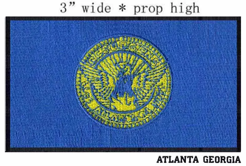 Atlanta georgia usa flag 3 wide embroidery patch for iron on applique