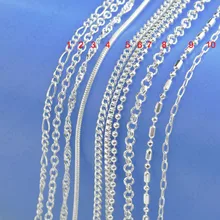 10 варианты дизайна 925 пробы Серебряное ожерелье с цепочкой с застежками-омарами набор для женщин ювелирные аксессуары 1 шт 20 дюймов