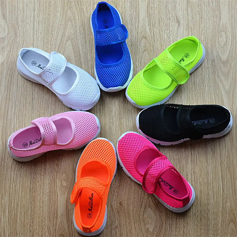 2016 children Multi-colored sneakers girls sandals students candy color girls Mesh hollow flat sneakers Boys and kids sandals