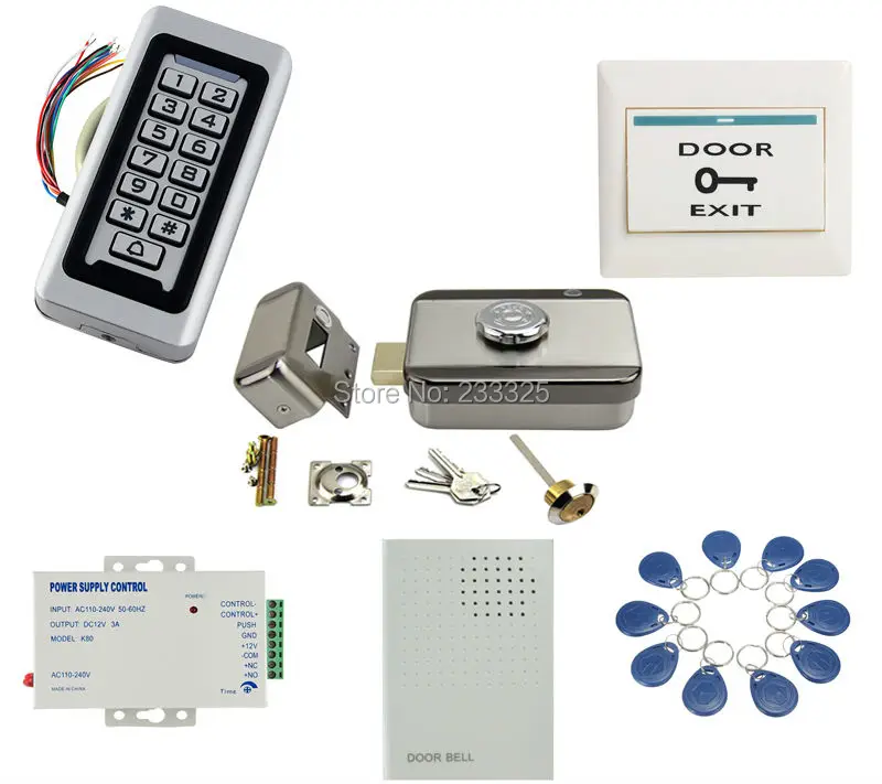 

Waterproof Metal Case RFID keypad 125KHZ Door Lock Access Control Controller Kit for access control with 20tags