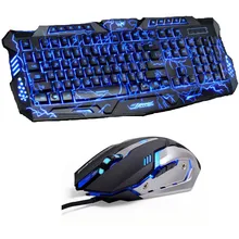 Tri Color LED Backlit Professional Gaming Keyboard Gaming Keyboard Mouse Combo 6 Color Backlight Gaming Mouse for PC Desktop