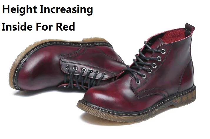 Винтажные ботильоны из натуральной кожи на плоской подошве для влюбленных; сезон весна-осень; кожаные ботинки с натуральным лицевым покрытием на низком каблуке; мужские короткие сапоги на шнуровке; 20161230 - Цвет: red