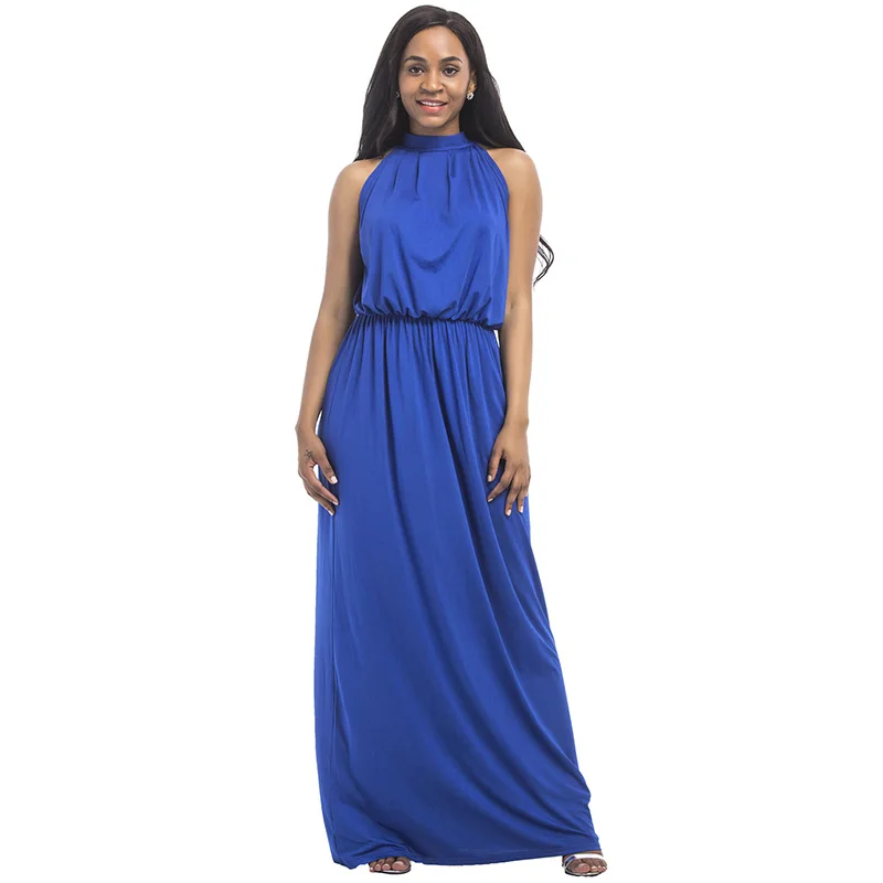 Kostlich Loose Casual Plus Size Ladies Dreses Elastic Waist Back Bow Tie Sexy Women Long Dress O-Neck Sleeveless Summer Dress (16)