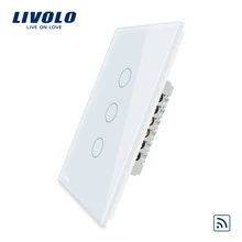 Livolo Remote Switch With Crystal Glass Panel, Wall Light Remote Touch+LED Indicator,3gang 1 Way,VL-C503R-11,Without Remote