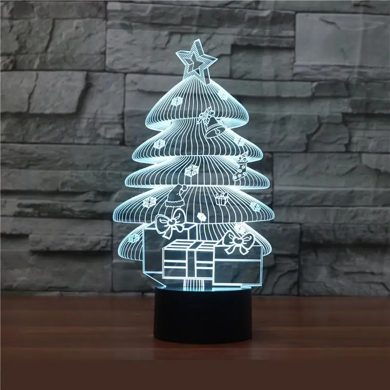 Wholesale Led Night Light Christmas Tree 3d Lamp 7 Color Touch Charging