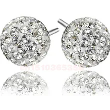20 пар Оптовые много заводская цена реальная 925 Серебро Круглый Шамбала Ясно CZ кубический цирконий Серьги-гвоздики для Для женщин