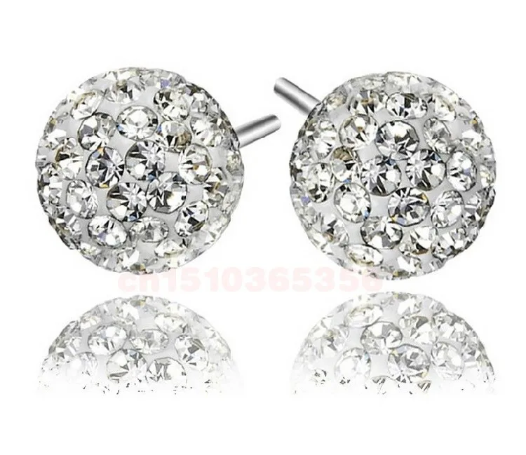 

20 Pairs Wholesales Lot Factory Price Real 925 Sterling Silver Round Shambala Clear CZ Cubic Zirconia Stud Earrings For Women