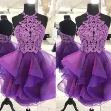 Лидер продаж линии Холтер Мини Короткие Фиолетовый Homecoming Коктейльные платья с кристаллами и пайетками пикантные короткое платье на выпускной