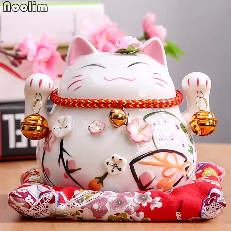 NOOLIM 4 5 дюймов керамическая кошка на удачу домашний декор фарфоровая копилка для