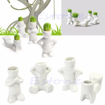 

New Novel Bonsai Head Grass Doll Hair White Lazy Man Rely Plant Garden DIY Mini
