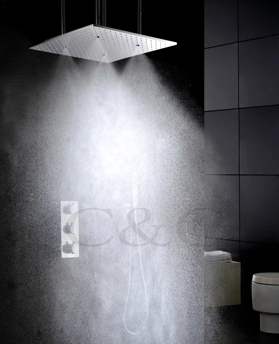 Термостат Ванная комната смеситель для душа, набор 20 дюймов две функции распыления и осадков Насадки для душа и латуни ручной душ