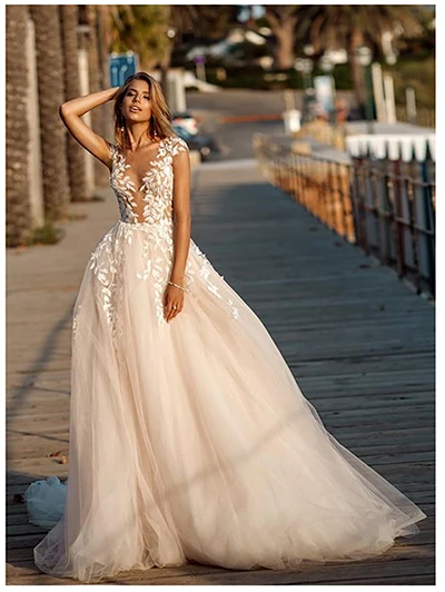 Robe De Mariage свадебное платье Холтер без рукавов бисер кружево аппликационные Свадебные платья Robe De mariée с иллюзией сзади - Цвет: Ivory