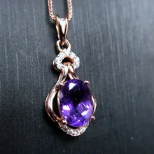 [MeiBaPJ] ожерелье с кулоном из настоящего натурального аметиста с сертификатом, 925 Чистое серебро, фиолетовый камень, хорошее ювелирное изделие для женщин