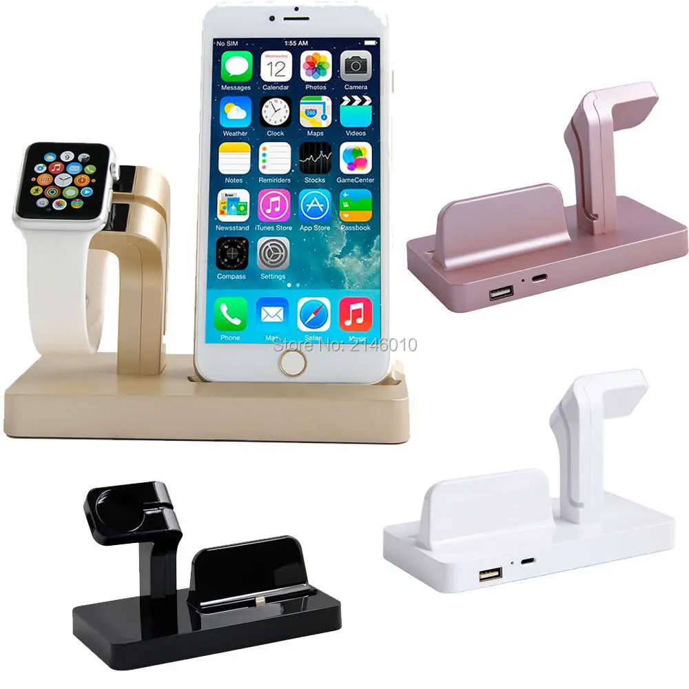 

2 in 1 Charging Cradle Brack For iPhone 7 6S Plus 5S 6 For Apple Watch Station USB Charger Dock Band Stand Holder Desktop