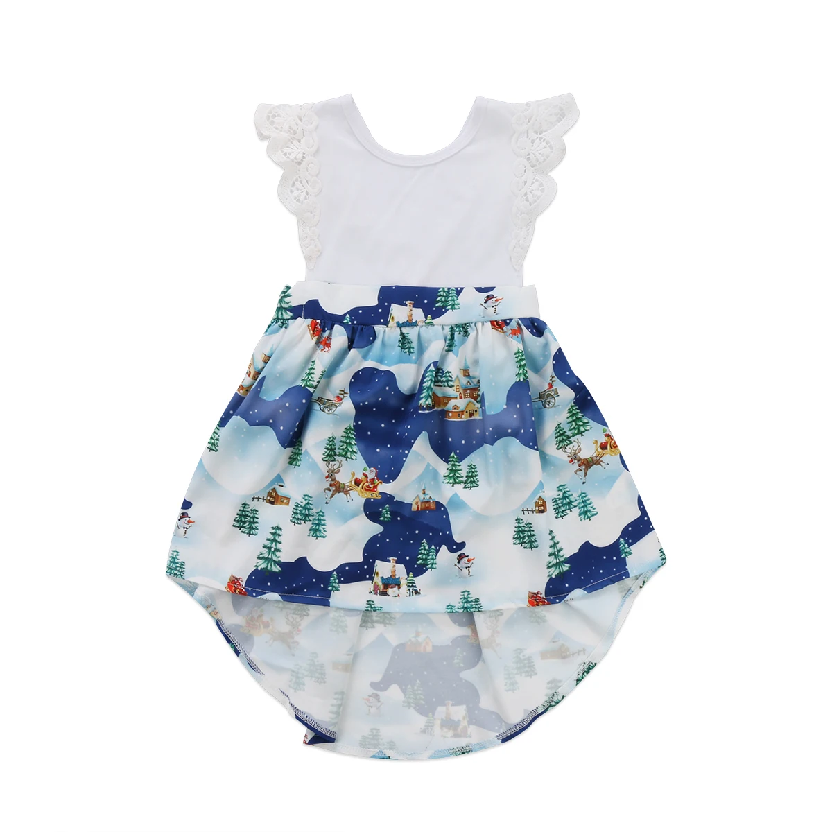 

Christmas Newborn Baby Girl Kids Xmas Lace Clothing Dress Party Short Sleeve Mini Flower Cute Dresses Costume Girls