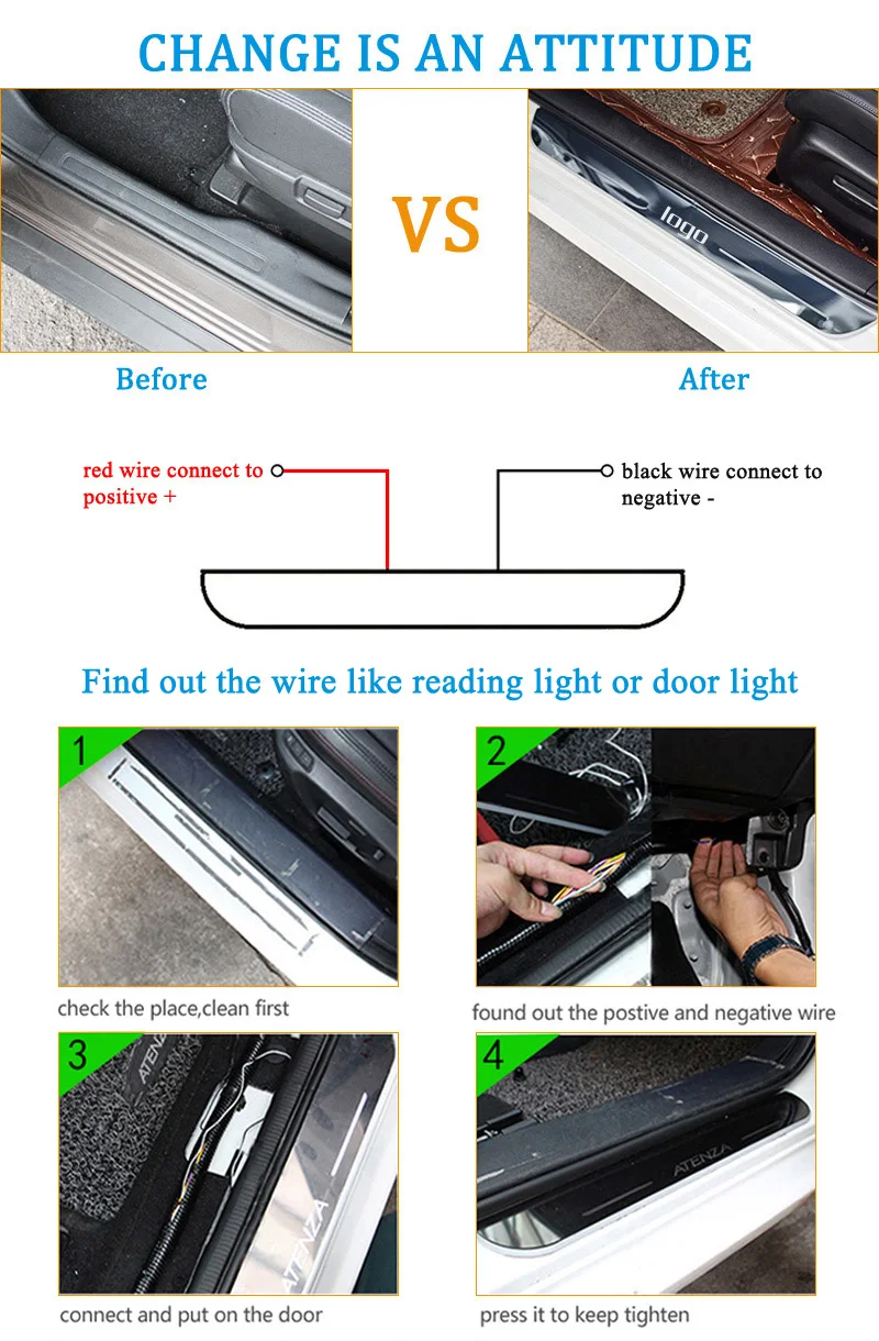 SNCN 4PCS Acrylic Moving LED Welcome Pedal Car Scuff Plate Pedal Door Sill Pathway Light For Mazda 2