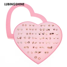 36 пар/компл. смешанные Стиль гипоаллергенный Симпатичные серьги-гвоздики в золотом цвете из сплава серебряного цвета серьги-кольца, модные ювелирные украшения в подарок для девочки