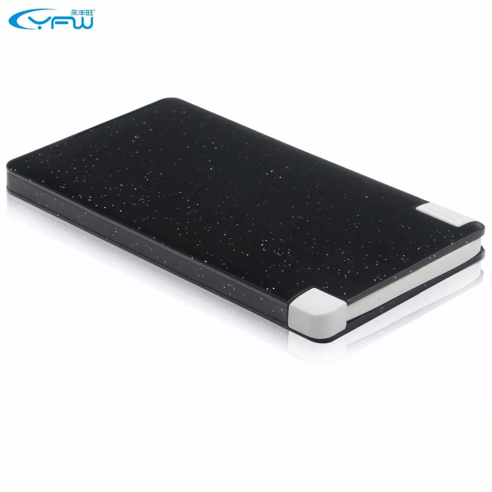 YFW 6000mAh Slim Mobile Power Bank Universal External Battery Portable Charger with Micro USB Cable IOS Type-C USB Connectors