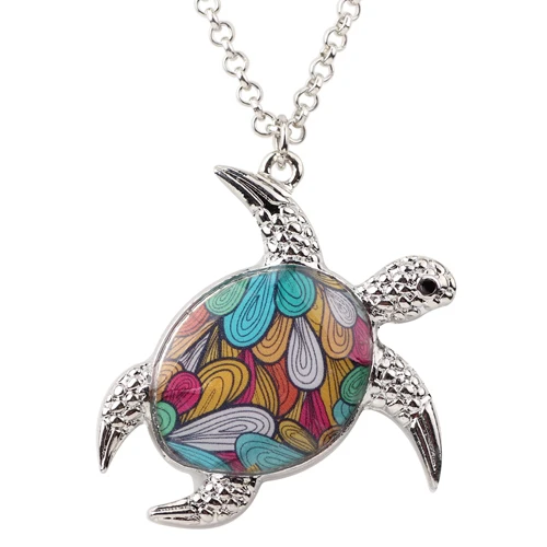 WEVENI заявление Макси черепаха ожерелья, подвески, цепочки воротник океан Коллекция Аксессуары Модные украшения для Для женщин - Окраска металла: Pattern E