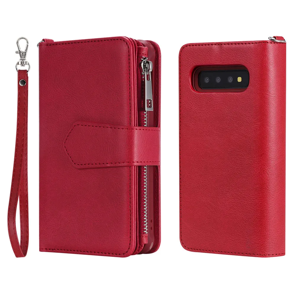 Кожаный чехол-кошелек для телефона samsung Galaxy S10e S10 Plus, противоударный Роскошный чехол-книжка для S10, слоты для карт - Цвет: Red
