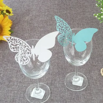 

100 pcs Laser Cut Paper Butterfly Wine Glass Card Name Place Cup Escort Card for Wedding Christmas Birthday Party Decor5ZB45