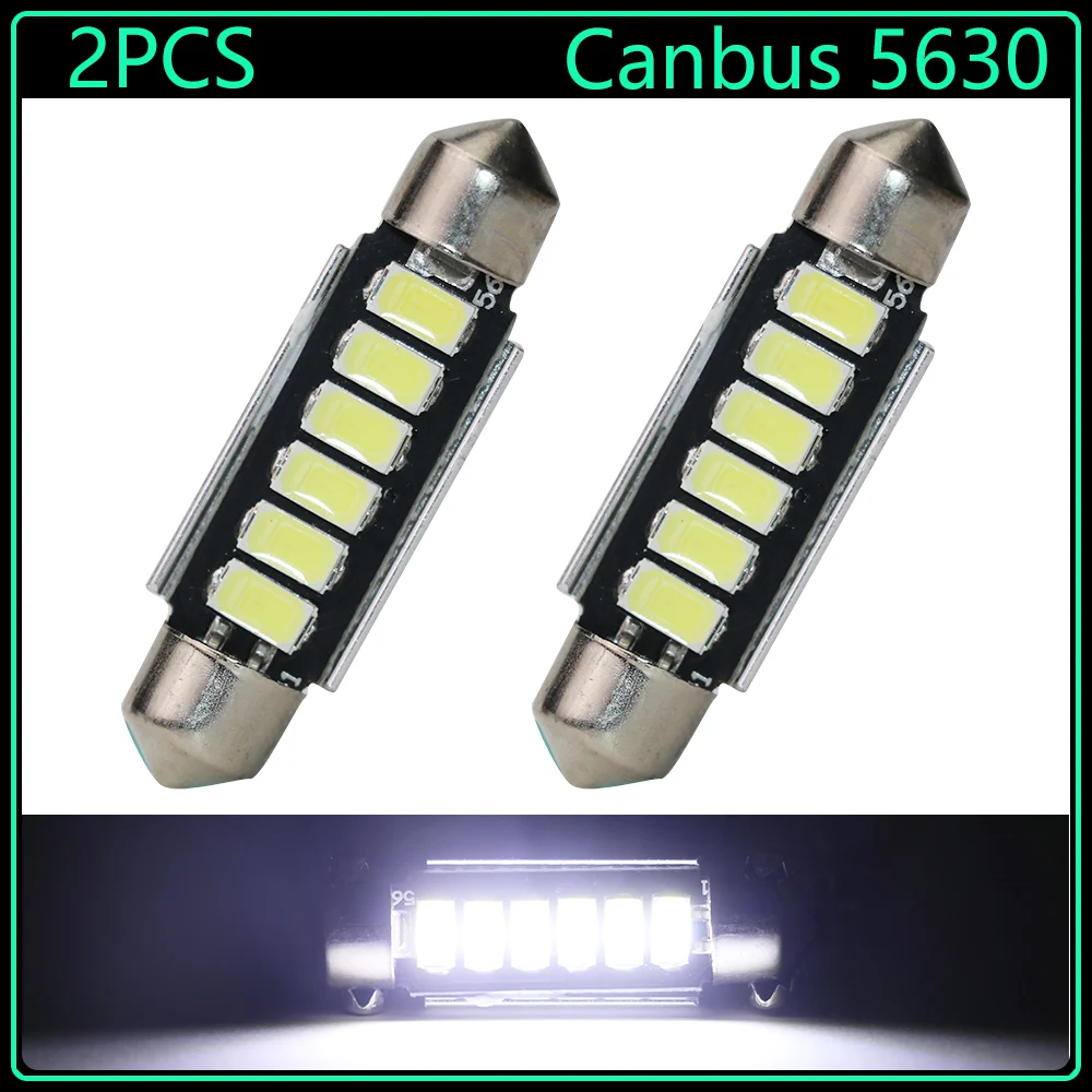 

2Pcs Super White Canbus Festoon 6SMD 5630 LED 31mm 41mm 12V C5W LED Light pathway license plate car door roof bulb light Lamp