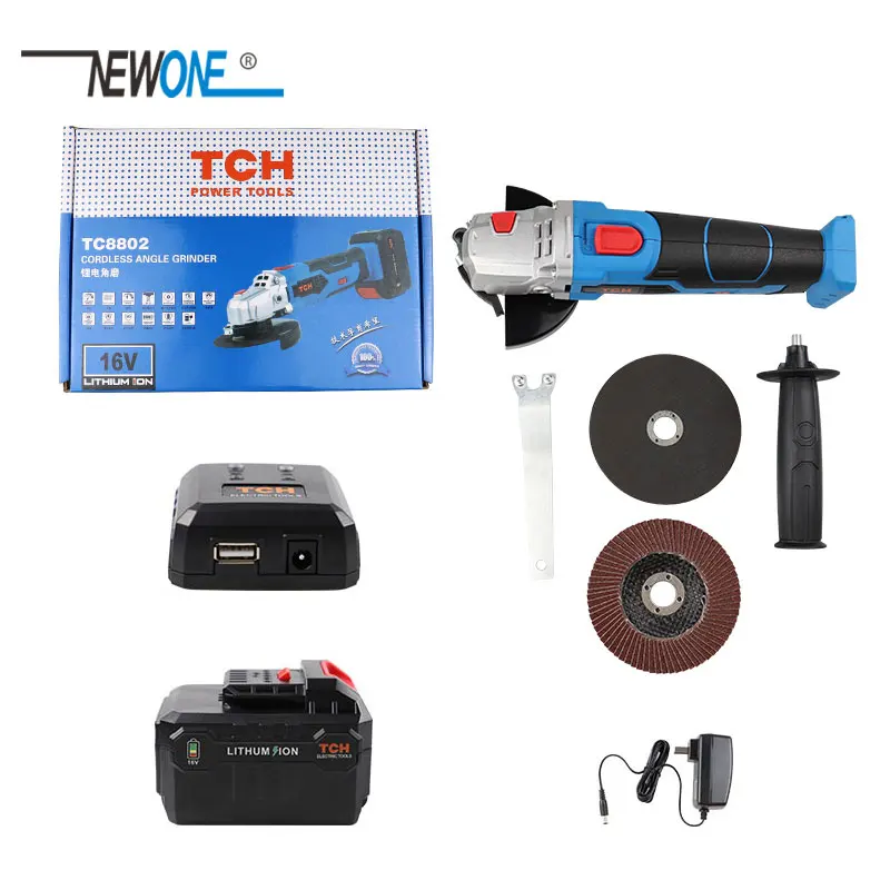 

NEWONE 12V/16V/20V Cordless Electric Angle Grinder4000mAh Lithium-Ion Woodworking Grinding Power Tool Set