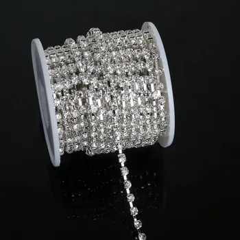 

10 yards/roll Bright Strass Silver Color Base Densify Claw SS16(3.8-4.0mm) Crystal Rhinestone Cup Chain For Bags Design
