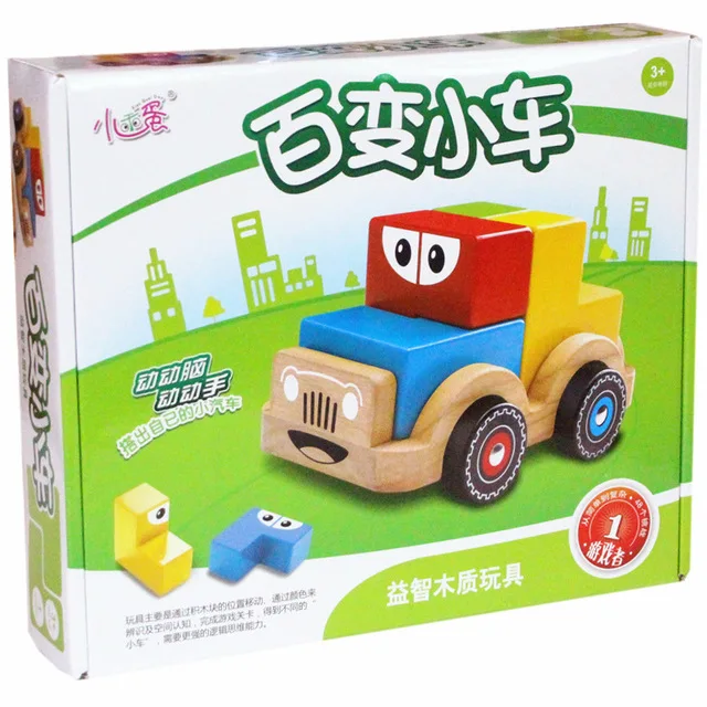 

Wooden Variable Car Colourful Car Assembly Model Building Block Intelligence learning Education Space Toys logic gift for kids
