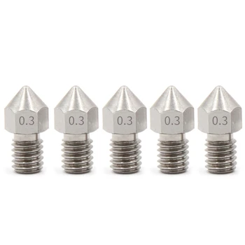 

Deek Robot 5Pcs/Set 3D Printer M6 Stainless Steel Nozzle 0.3mm/0.4mm/0.5mm For 1.75mm /3.0mm Filament