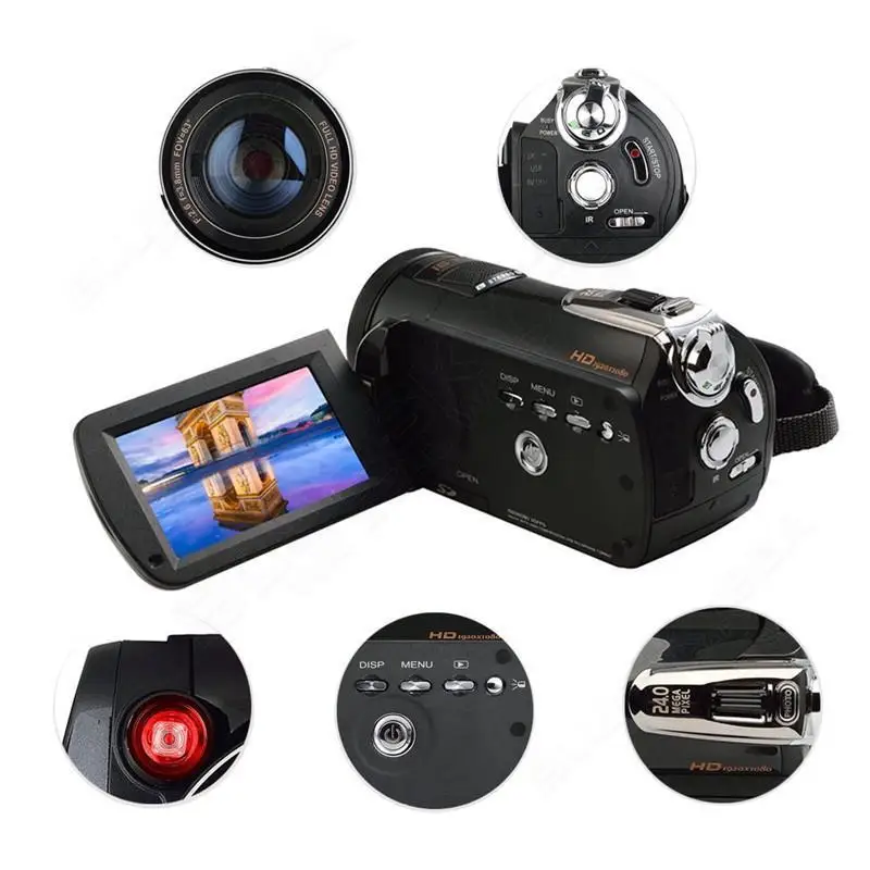  [ Authorized Distributor ] Ordro D395 FHD 1080P 3 inch Touch Sceen 24MP 18X Zoom IR Night Vision DV