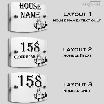 

My Neighbor Totoro Personalized Modern House Number Door Sign Plaque Street Acrylic Matte Glass TOP