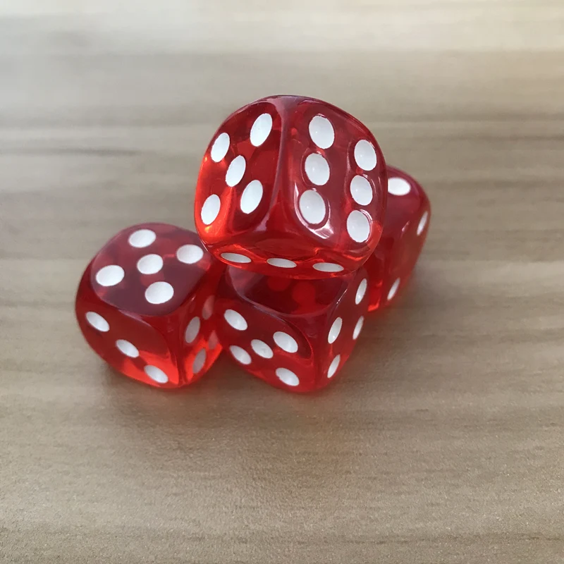 Yernea 6Pcs/Lot 19mm Red Transparent Dice Acrylic Rounded Corner Drinking Dice Nightclub Bars KTV Entertainment Dice Set