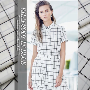 

Black white plaid fabric shirt skirt dress custom clothing fashion fabric